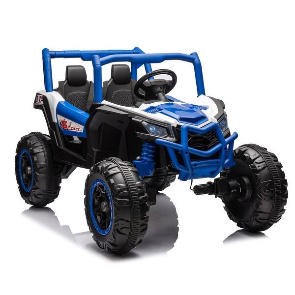 slide 2 of 77, Dual-Drive 24V Kids Electric Off-Road UTV with Bluetooth, Suspension, and Safety Features Blue