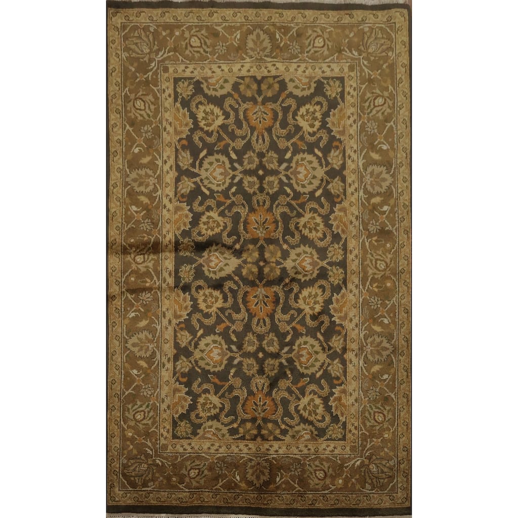 Hand Knotted Oriental 100% Wool Carpet Traditional All-Over Greys & Charcoal Agra Area Rug - 8' 10'' X 5' 10''