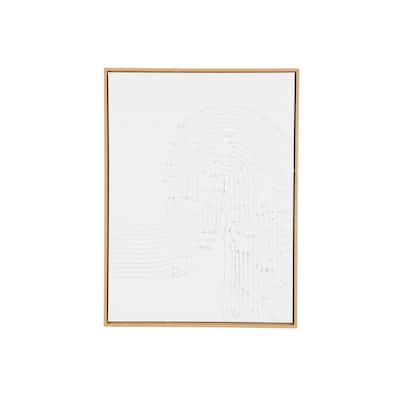 Canvas Abstract Living Room Framed Wall Art with Brown Frame - White - Roche River Decor