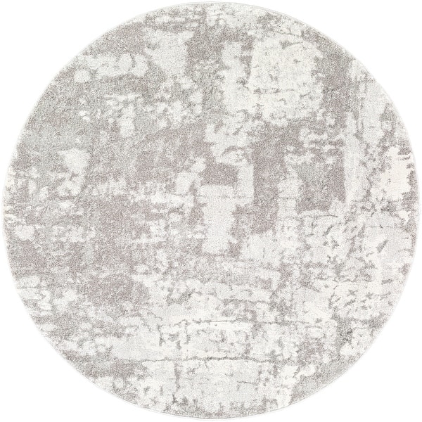 slide 2 of 7, Livabliss Marghera Plush Abstract Area Rug 5'3" Round - Grey