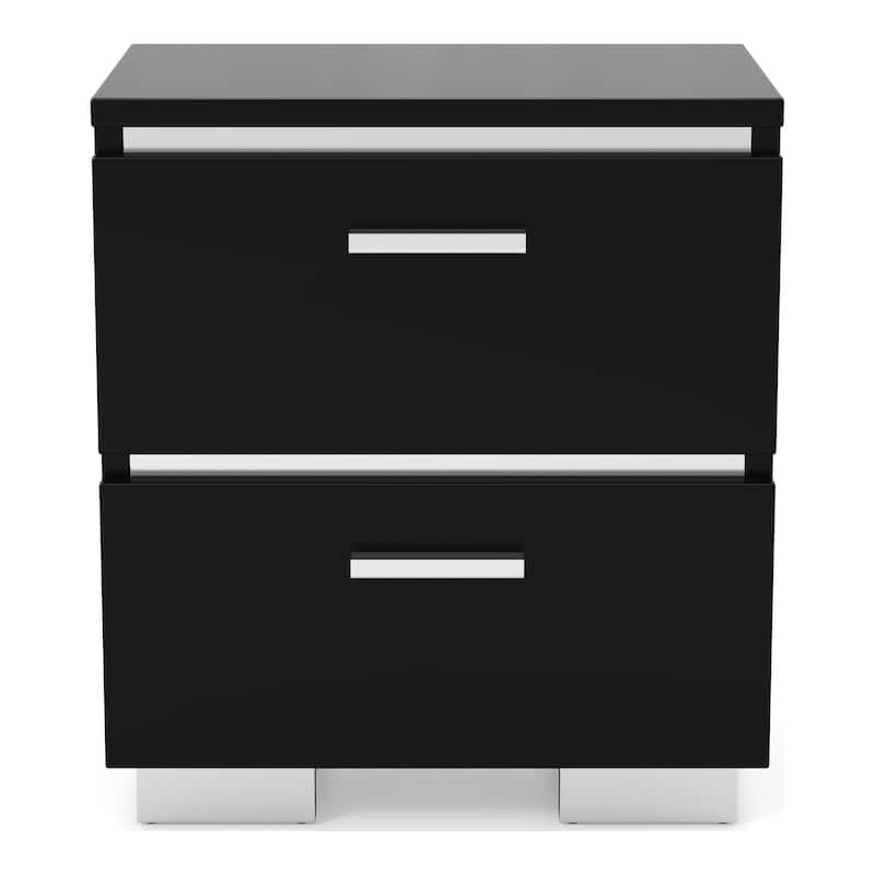 Lofa Contemporary Black Wood Storage Panel Bedroom Set with LED and USB Ports by Furniture of America