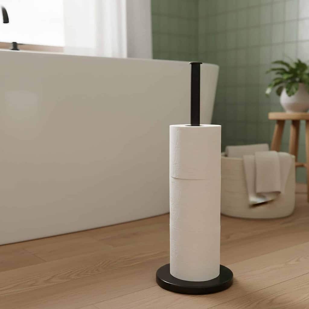 Black Toilet Paper Holder Stand - 6"L x 6"W x 17.00"H