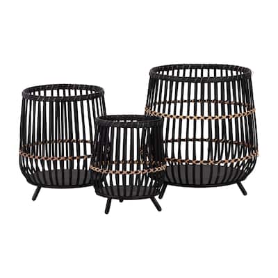 S/3 Bamboo Footed Planters 17/14/10"