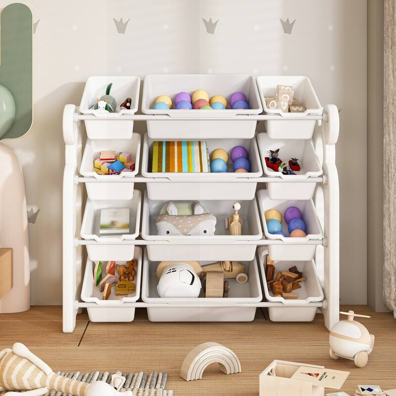 Versatile Kids' Toy Storage Cabinet for Organizing and Saving Space - Grey and Ivory