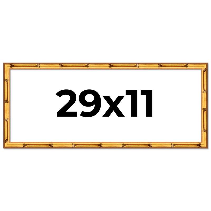 29x11 Frame Gold Bamboo Picture Frame Modern Photo Frame Includes UV Acrylic Shatter Guard Front Acid Free Foam Backing Board