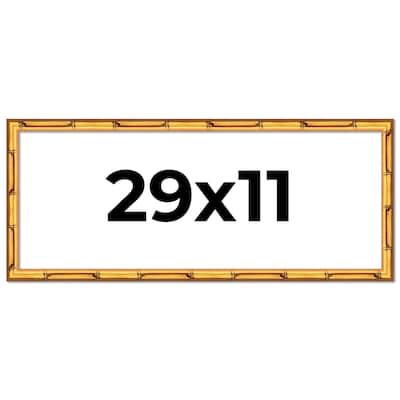 29x11 Frame Gold Bamboo Picture Frame Modern Photo Frame Includes UV Acrylic Shatter Guard Front Acid Free Foam Backing Board