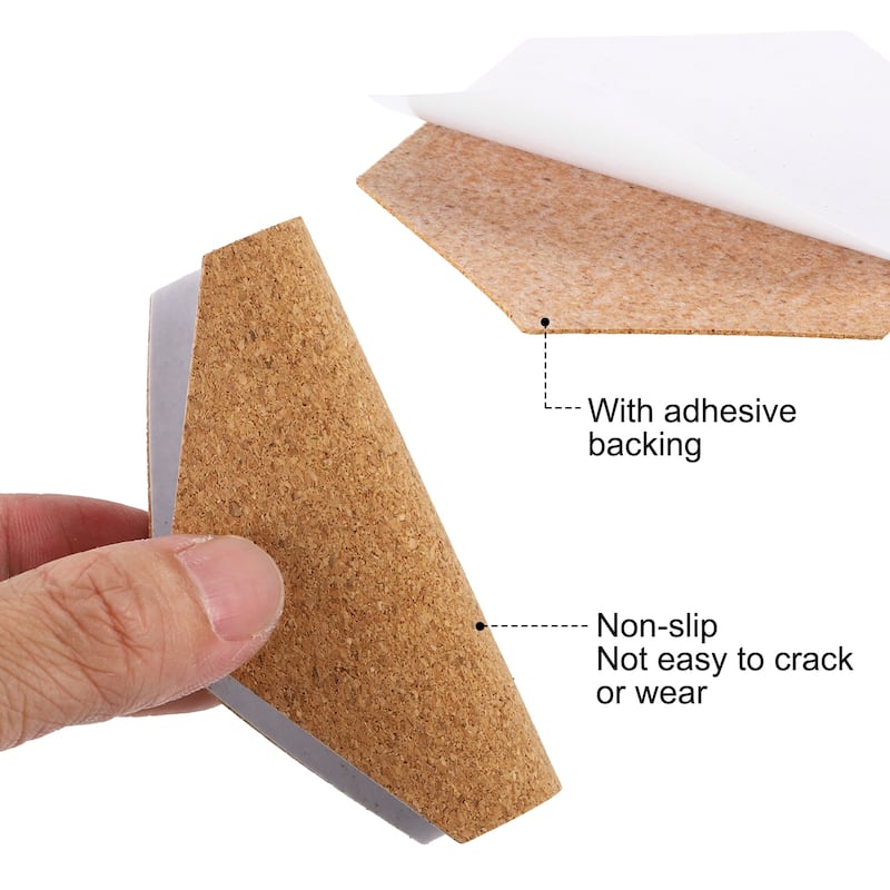 Self-Adhesive Cork, 4"x4"x1" Hexagon Cork Mats Coaster Backing Sheets - Brown