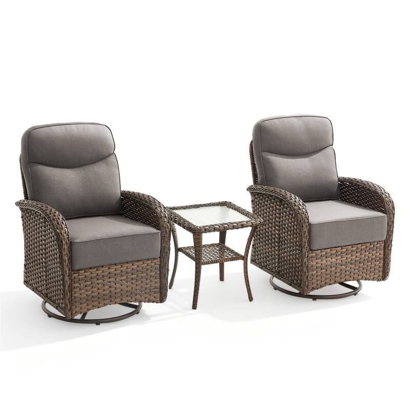 Pocassy Outdoor Sofa Swivel Chair and Ottman with Coffee Table