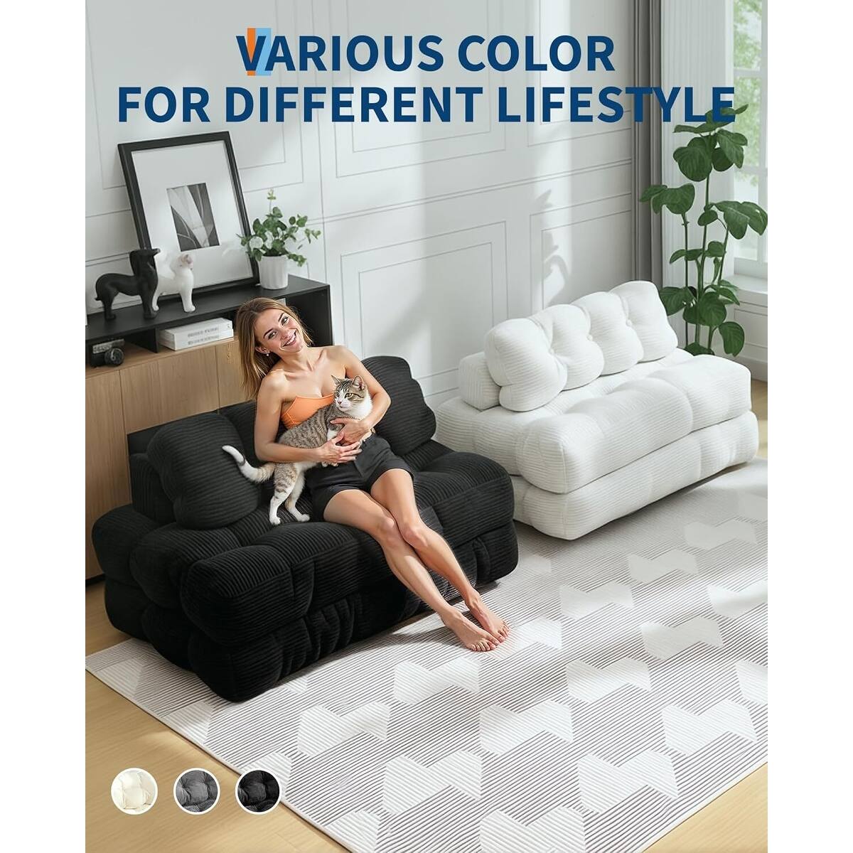 3-in-1 Portable Folding Sofa Bed Convertible Single Futon Couch