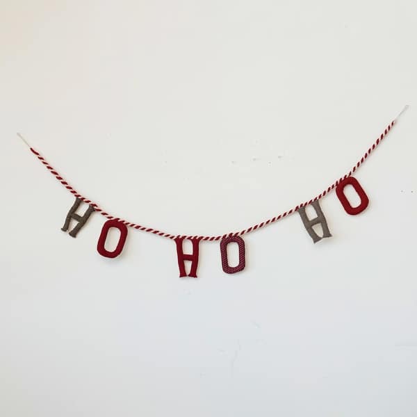 slide 2 of 3, Handmade Wool Felt "Ho Ho Ho" Garland Multi