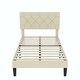 preview thumbnail 5 of 7, 2 Pcs Twin Bed Frames with Adjustable Headboard, Modern Linen Upholstered Platform Bed w/Button Tufted Headboard