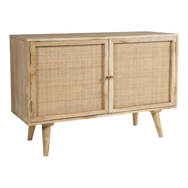 Glenda Two-Door Solid Wood with Natural Cane Sideboard - Oak