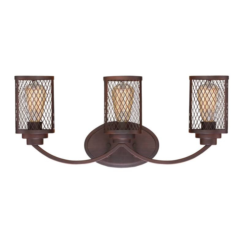 Millennium Lighting Akron 3 Light Bathroom Vanity Fixture with Metal Mesh Shades - Rubbed Bronze