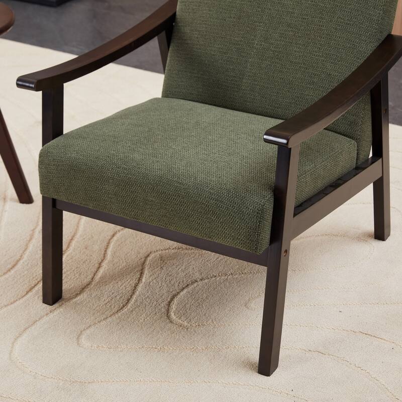 Anmytek Medieval Modern High Back Upholstered Armchair Solid Wood Legs Living Room Bedroom Leisure Reading Chair