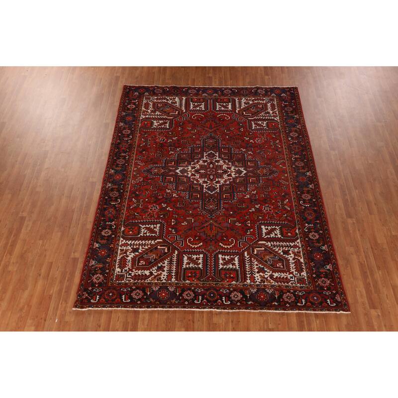 Hand Knotted Oriental 100% Wool Carpet Traditional Medallion Red Heriz Area Rug - 10' 9'' X 8' 1''