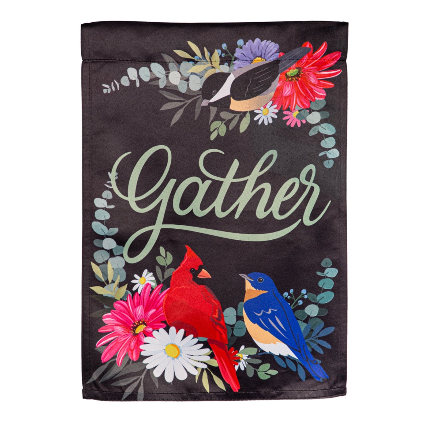 Gather Birdies Suede Garden Flag