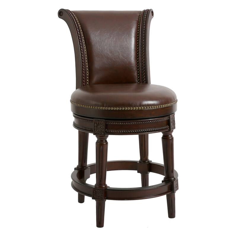 Copper Grove Rijssen 26in. Counter-Height Wood Swivel Stool - Distressed Walnut - Counter Height