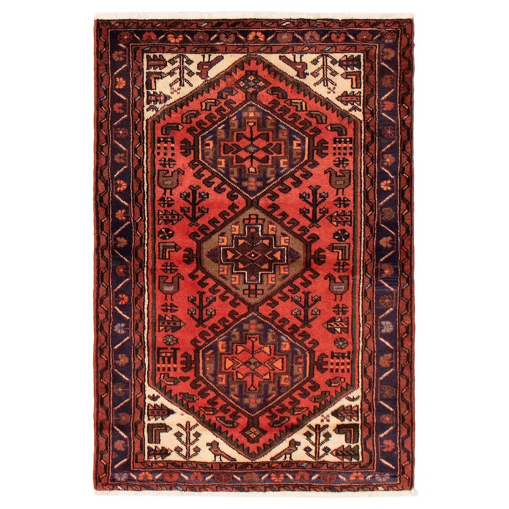 ECARPETGALLERY Hand-knotted Andelz Red Wool Rug - 3'4 x 4'10
