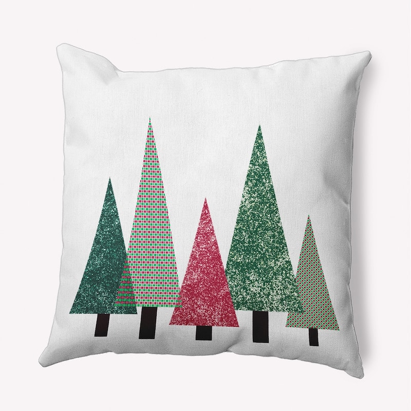 Triangle Trees Indoor/Outdoor Christmas Throw Pillow - 16" x 16" - Christmas Pink