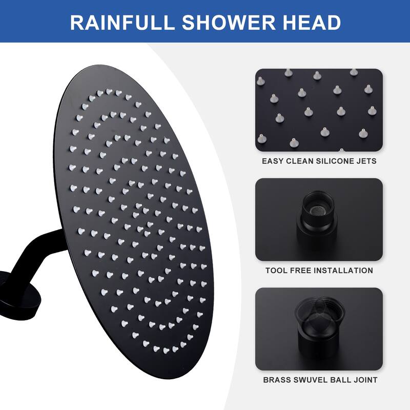 WOWOW 1-Spray Patterns with Wall Mount Rain Fixed Shower Head