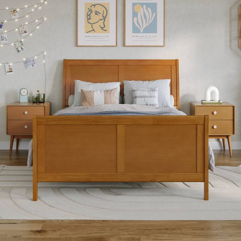 Portland Solid Wood Foundation Bed with Matching Footboard