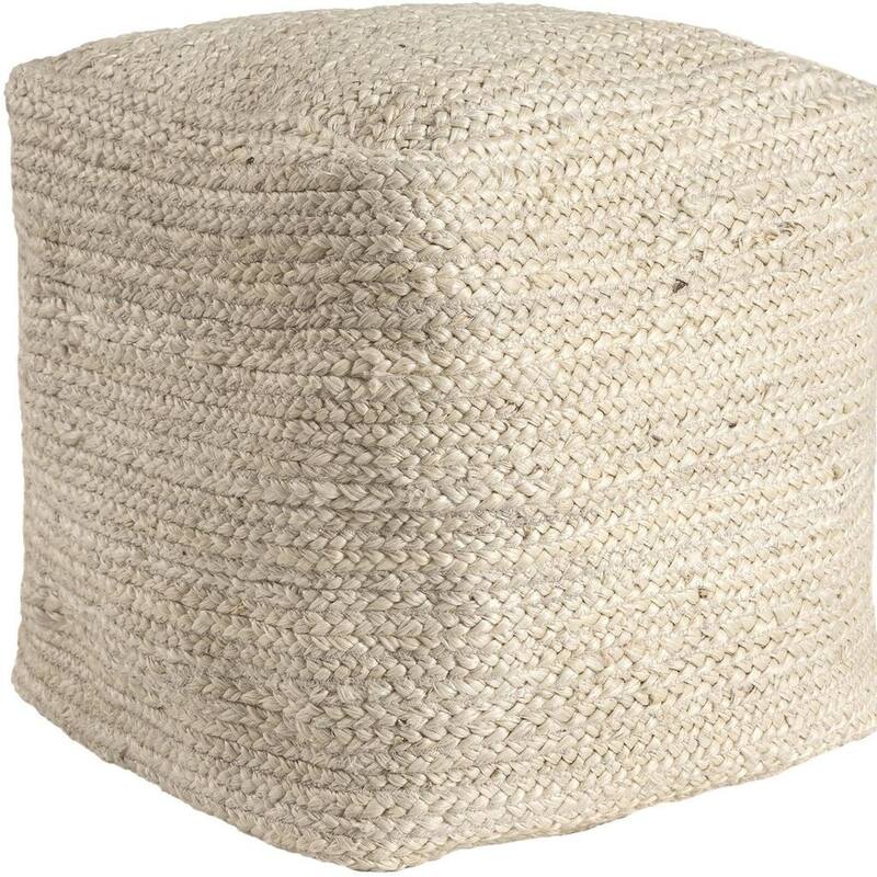 HomeRoots 18" Natural Braided Jute Pouf Ottoman