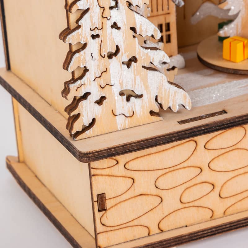 14.75 in. Laser Cut Wood Lively Village Scene