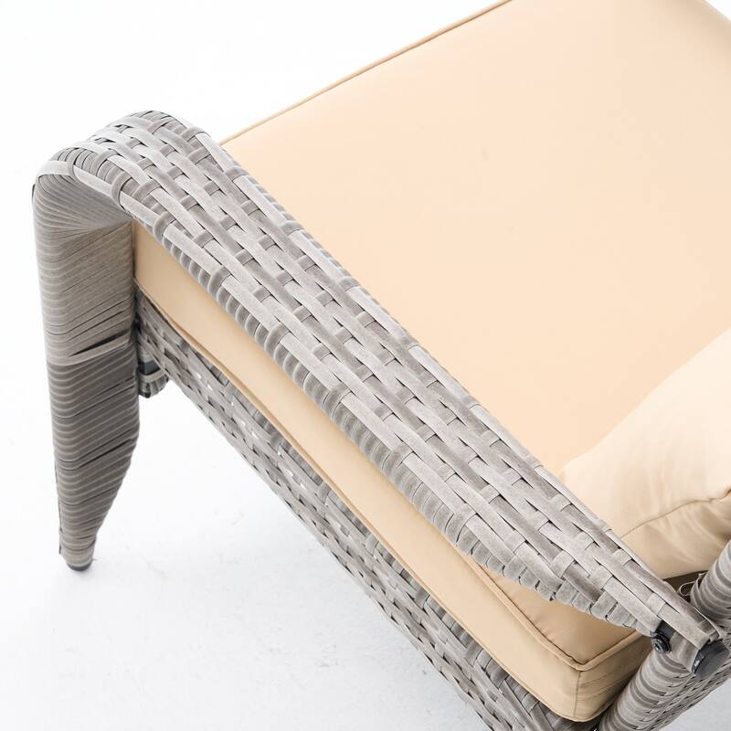 Outdoor Rattan Wicker Accent Chair with All-Weather Cushions