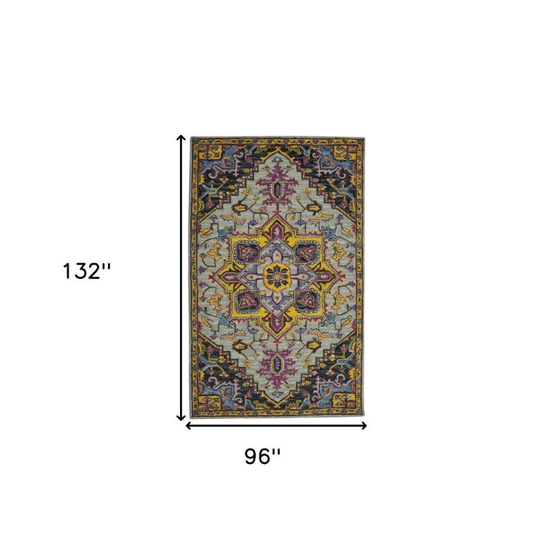 HomeRoots Medallion Bohemian Rectangle Area Rug