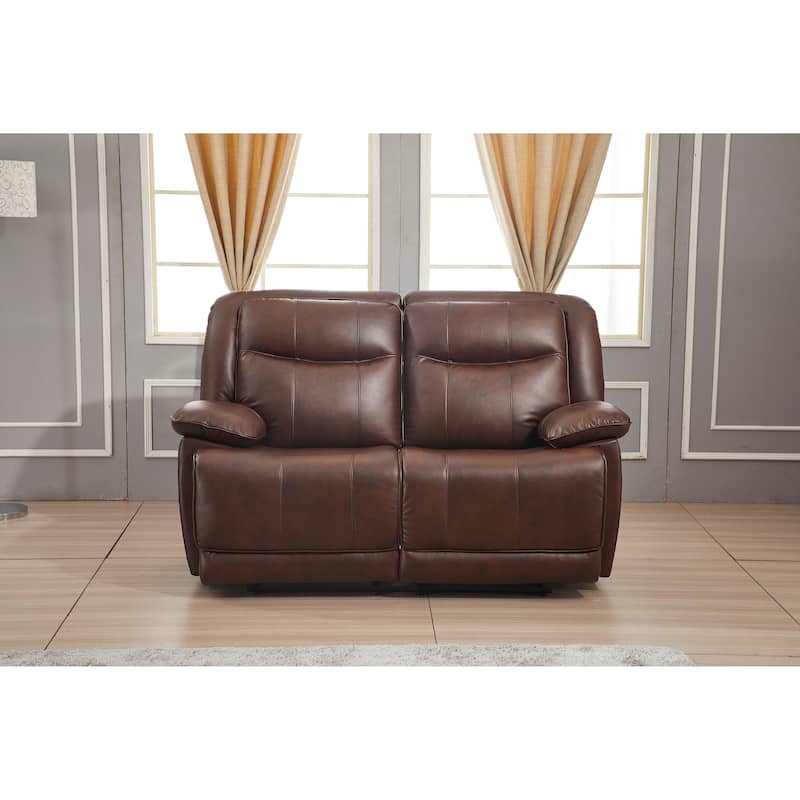 Betsy Furniture Bonded Leather Manual Rclining 2-seat Loveseat 8006 - Brown