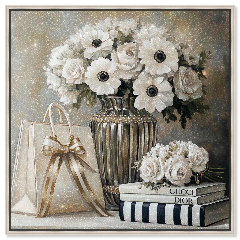 Elegant Flowers Books Neutral Canvas by Art Remedy