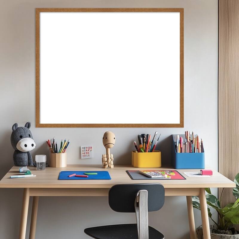 Amanti Art Carlisle Blonde Narrow Framed Dry Erase Magnetic Board