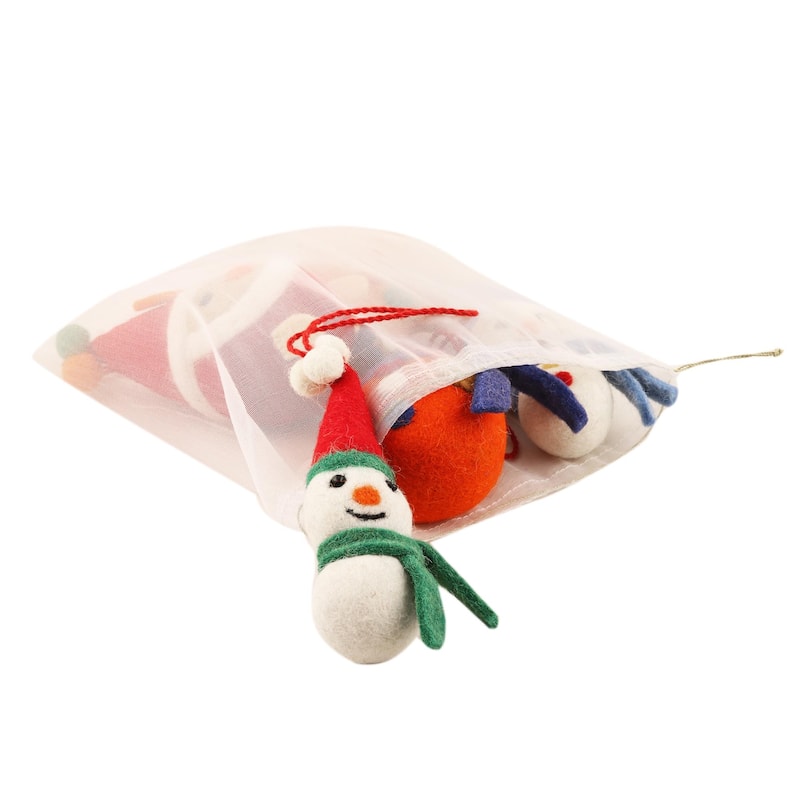 Novica Handmade Christmas Friends Wool Felt Ornaments (Set Of 5)