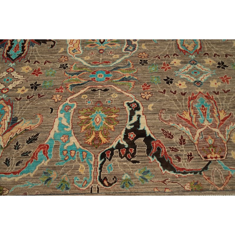 Hand Knotted Oriental 100% Wool Carpet Traditional All-Over Brown Ziegler Area Rug - 9' 3'' X 8' 0''