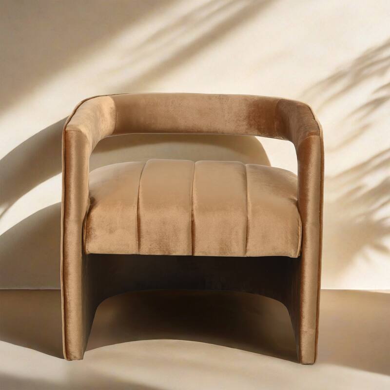 24.25" Velvet Accent Chair with Ribbed Detail