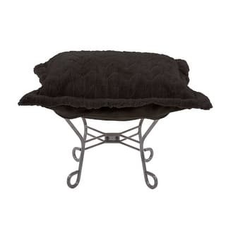 Allan Andrews Scroll Puff Ottoman with Titanium Frame & Cover, Angora Collection