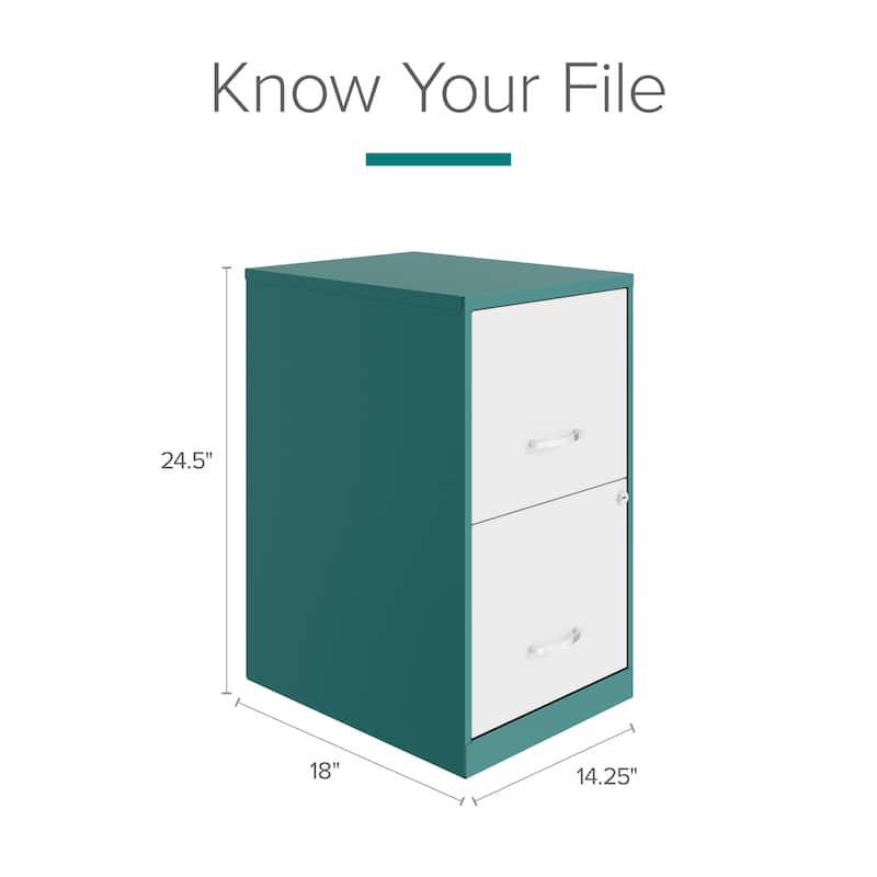 Space Solutions 18in. 2 Drawer Metal File Cabinet, Teal