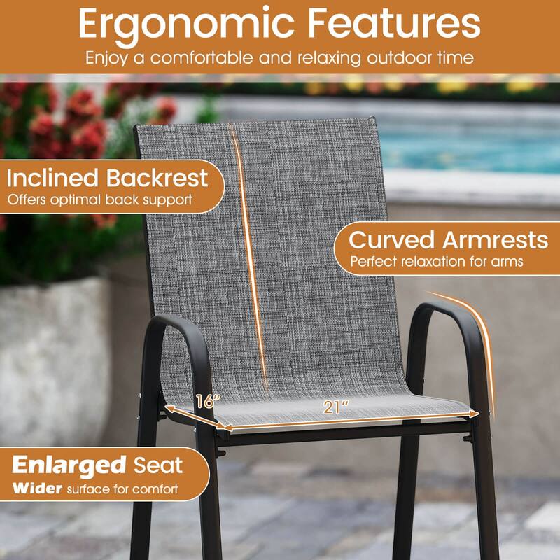 Costway 2 PCS Outdoor Bar Stools 29" Fabric Bar Height Stools with - See Details