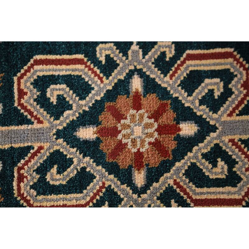 All-Over Green Tribal Kazak Indian Runner Rug Handmade Wool Carpet - 2'7"x 9'10"