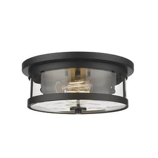 2-Light Black Flush Mount With A Clear Glass Shade