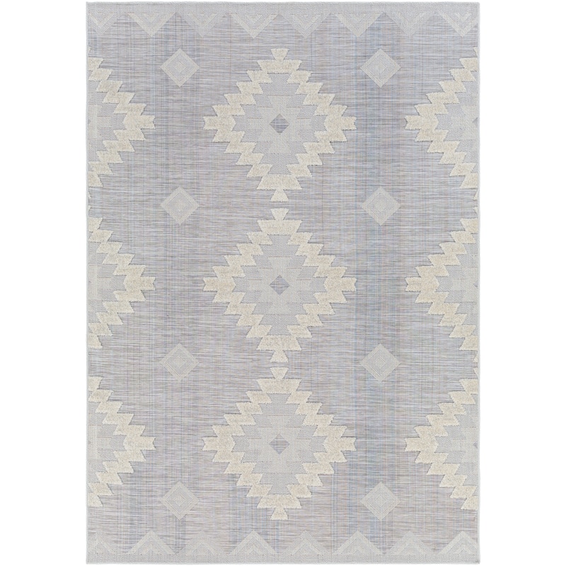 Gerta Indoor/ Outdoor Southwestern Diamond Area Rug - 5'3" x 7' - Light Grey