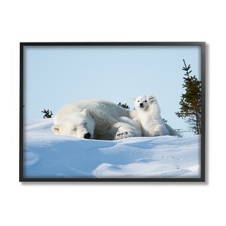 Fotografía enmarcada de madre oso polar y crías de Paul Nicklen