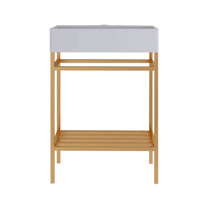 24" Freestanding Bathroom Vanity with Ceramic Sink - 23.62'' x13.98'' x 33.46''