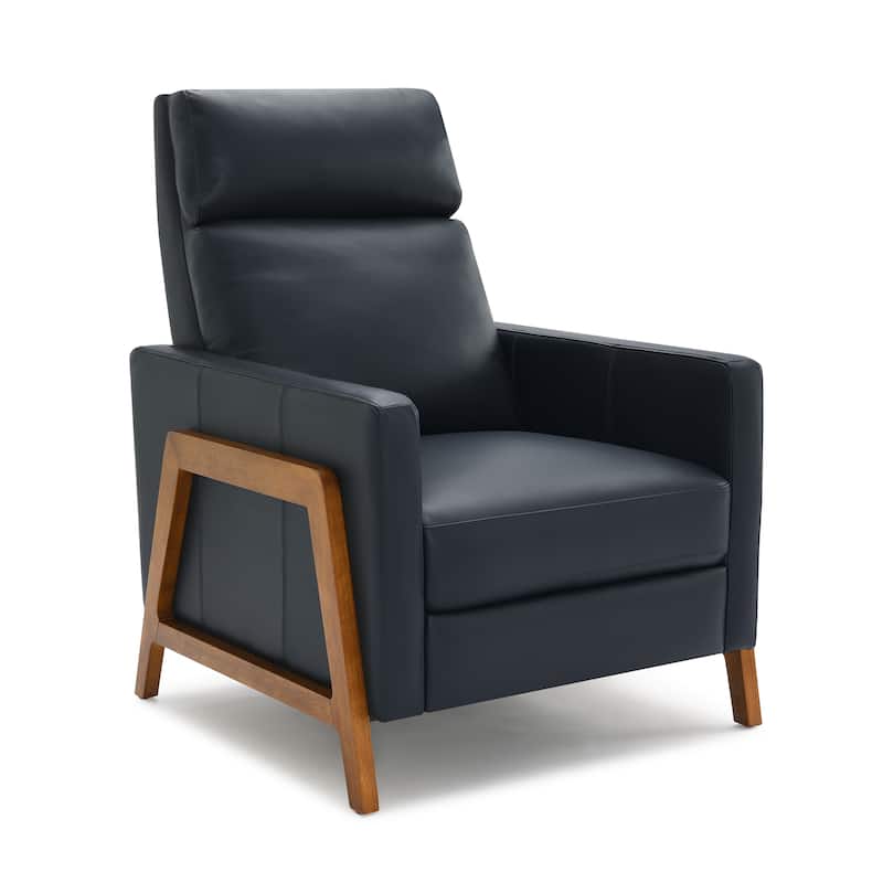 Roland Top Grain Leather Push Back Recliner by Greyson Living - Midnight Blue