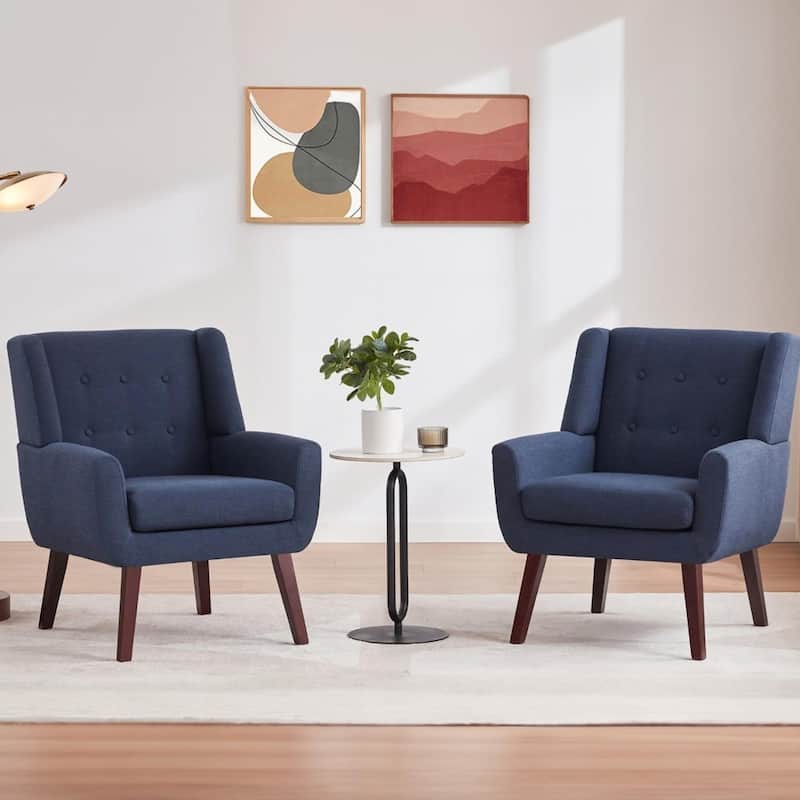 HUIMO Set of 2 Modern Tufted Accent Chair - Dark Blue