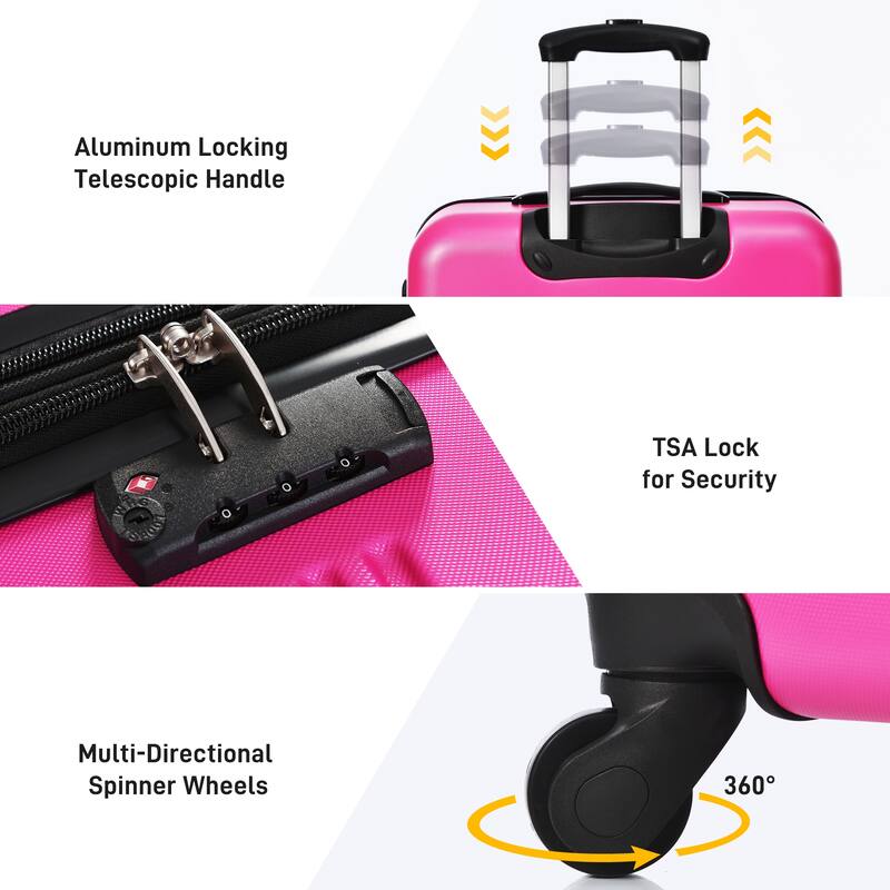 Luggage Set 4 Piece, ABS Hardside Expandable Luggage w/Spinner Wheels, TSA Lock, Spinner Wheels, Travel Bag