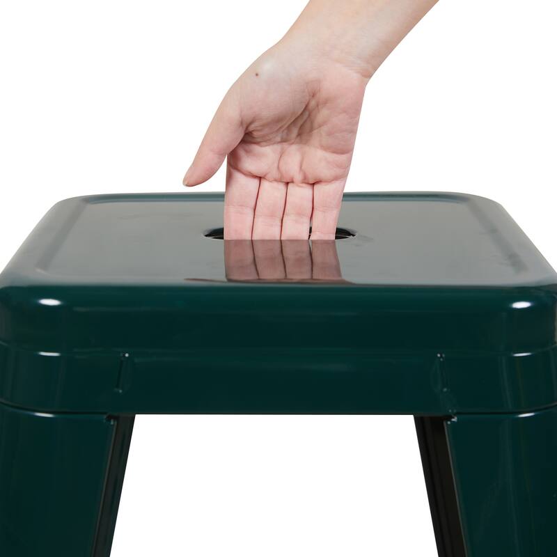 AC Pacific 24 Inch Industrial Stackable Metal Counter Stools Set of 2