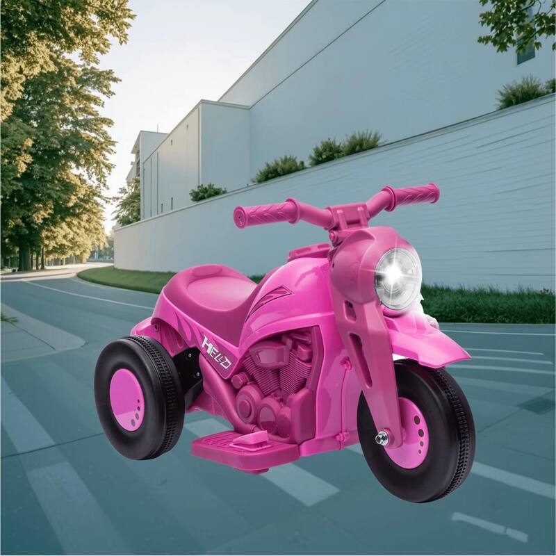 Electric Kids Motorcycle, 6V Bubble Ride-on with LED Lights, 3 Wheeled, Music, and Forward Reverse Function for Toddlers - Pink