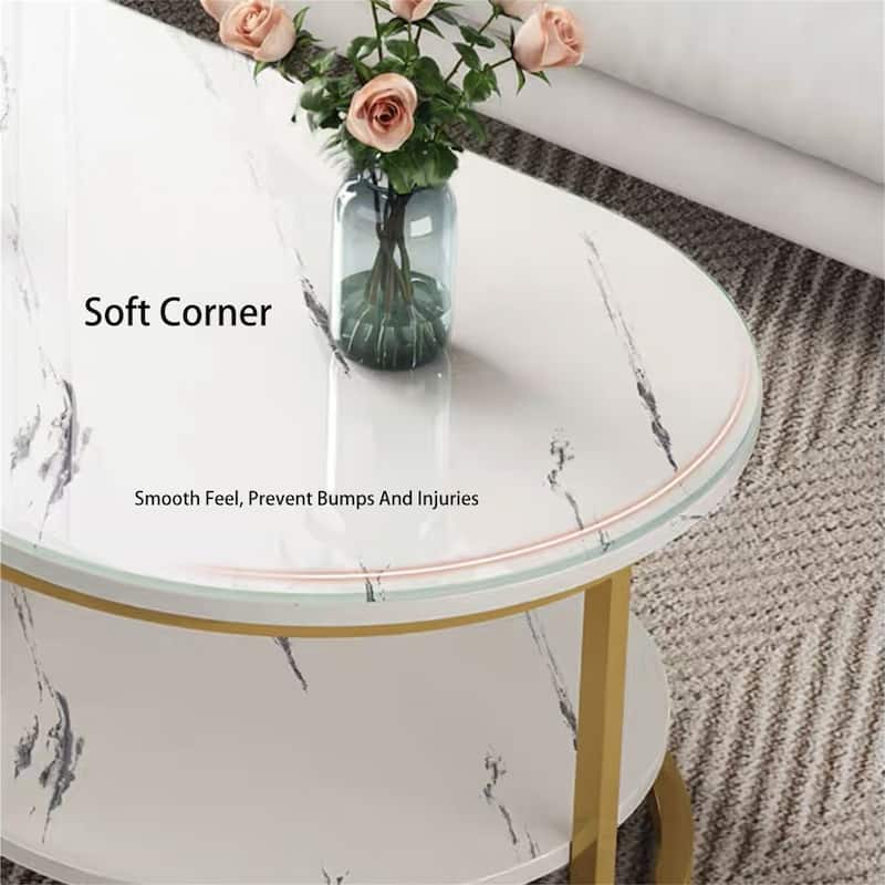 White Gold Double Deck Coffee Table