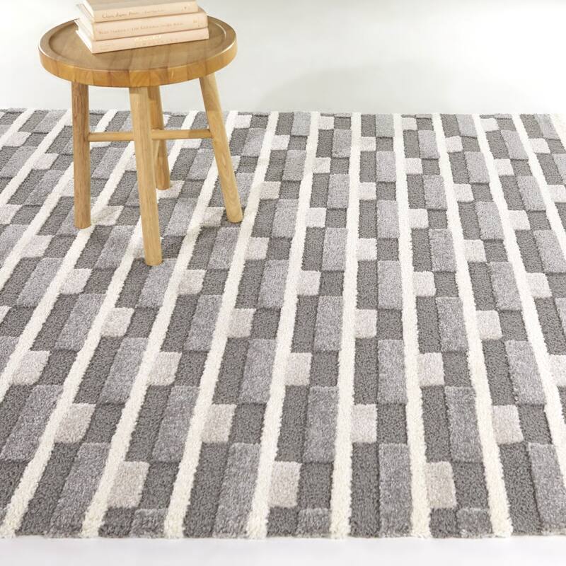 Bryant Geometric Striped Area Rug - 5'3" x 7' - Grey
